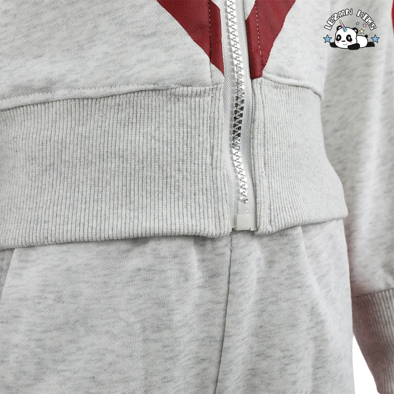 LEZONKIDS - OEM Customized Fashion Heart Print Zipper Hoodie Coat Side Stripe Sweat Pants Girls Clothing Sets Luxury